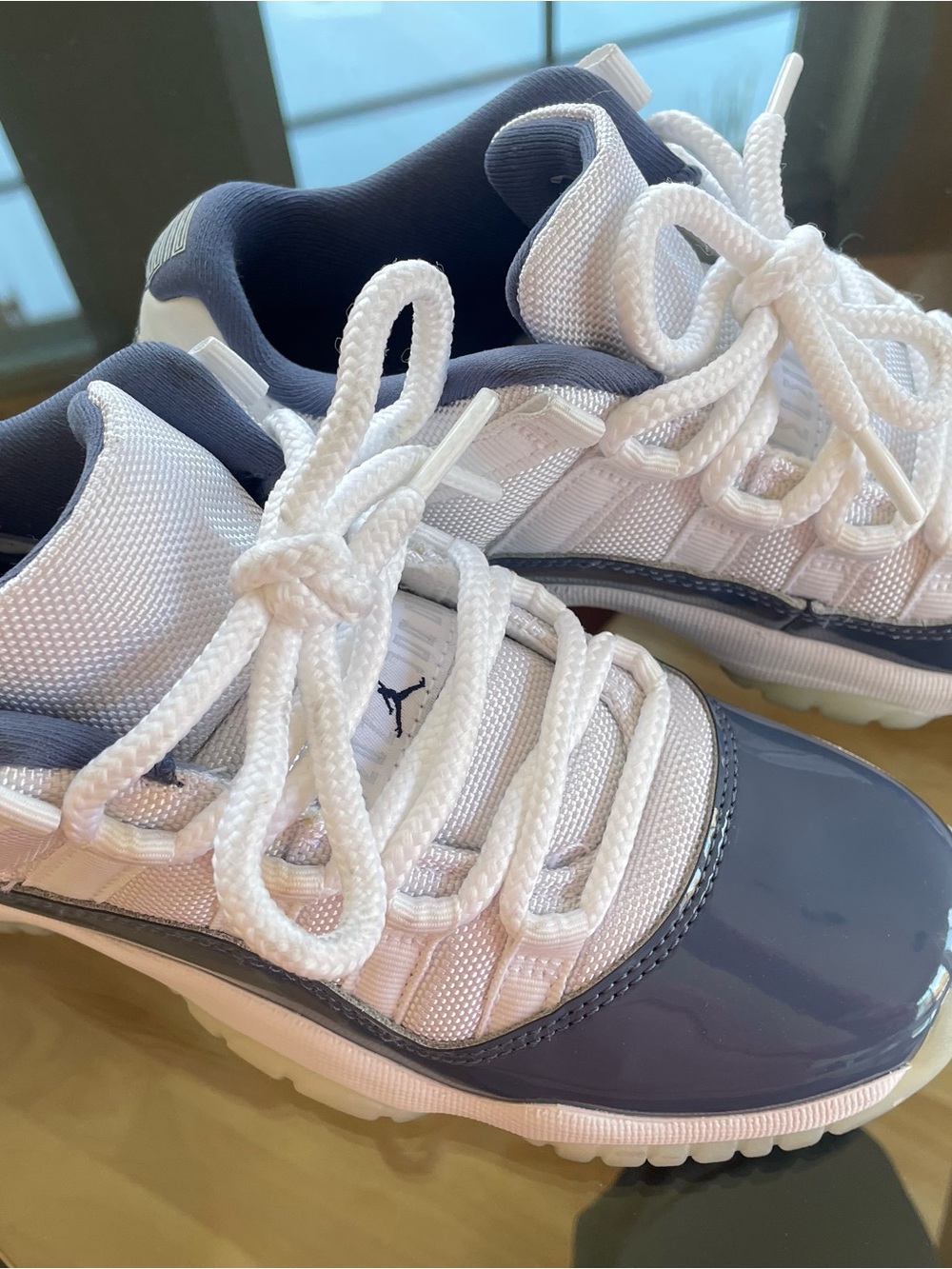 Air Jordan Low-Top Sneakers in White and Navy